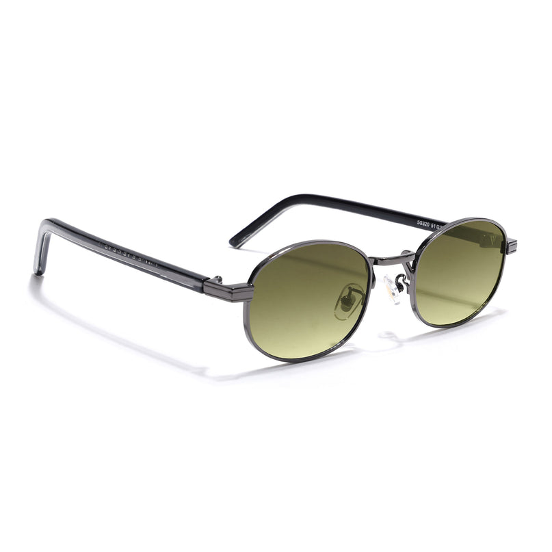 Oval Sunglasses for Men & Women (Olive & Clear Lens | Gunmetal Grey Frame - MG7654)