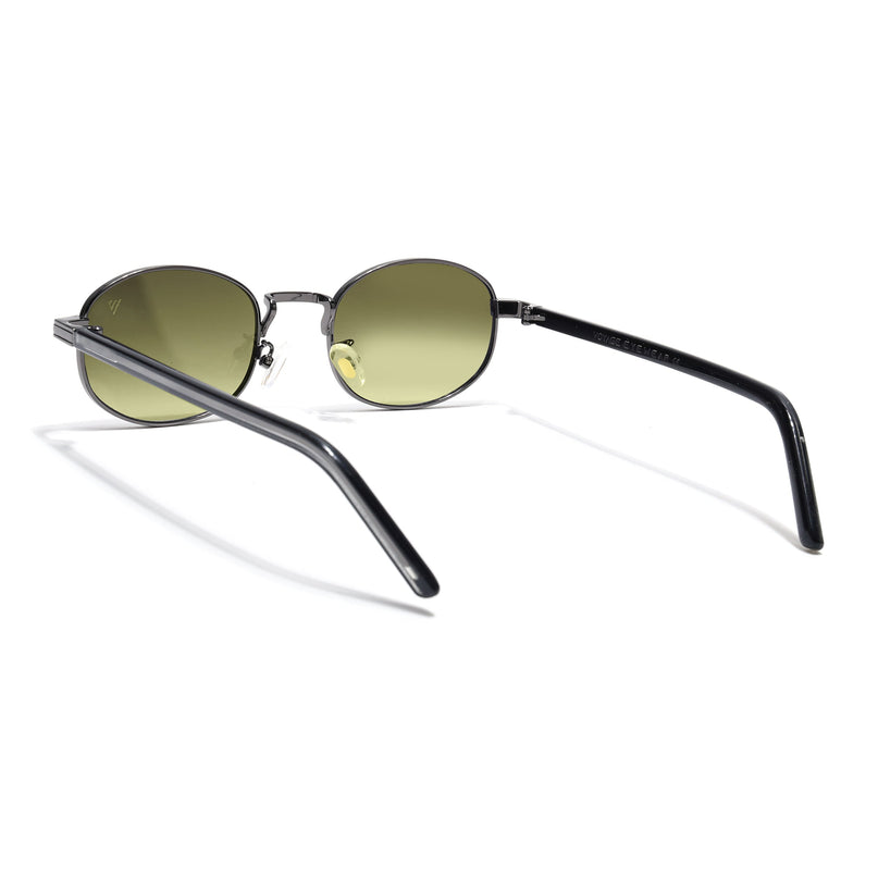 Oval Sunglasses for Men & Women (Olive & Clear Lens | Gunmetal Grey Frame - MG7654)