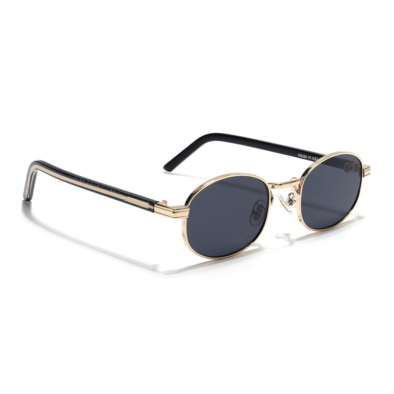 Oval Sunglasses for Men & Women (Grey Lens | Golden Frame - MG7655)