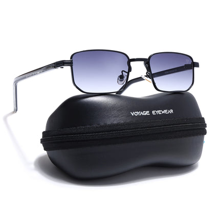 Rectangle Sunglasses for Men & Women (Grey & Clear Lens | Black Frame - MG7647)
