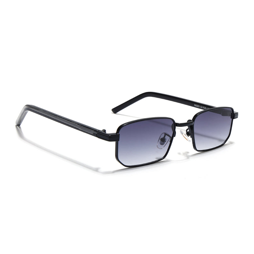 Rectangle Sunglasses for Men & Women (Grey & Clear Lens | Black Frame - MG7647)