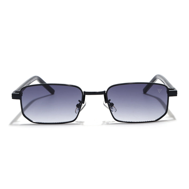Rectangle Sunglasses for Men & Women (Grey & Clear Lens | Black Frame - MG7647)