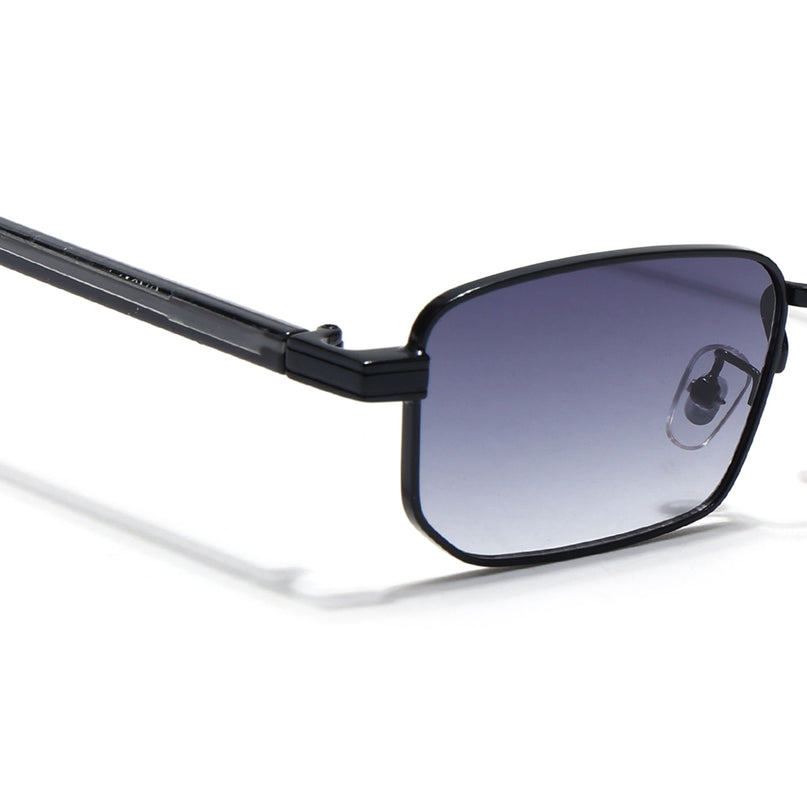 Rectangle Sunglasses for Men & Women (Grey & Clear Lens | Black Frame - MG7647)