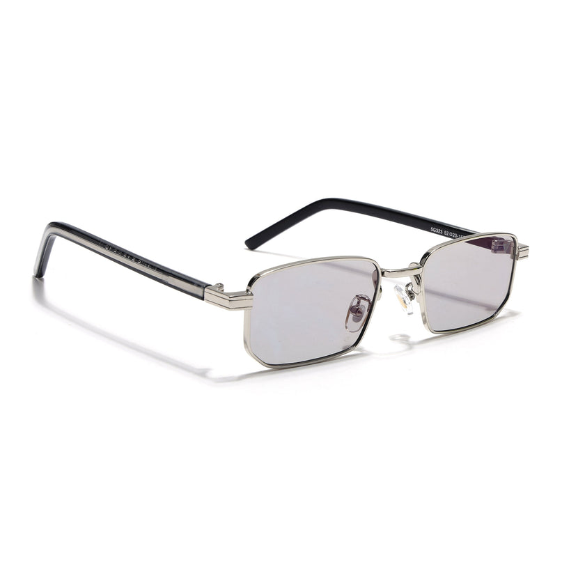 Rectangle Sunglasses for Men & Women (Light Black Lens | Silver Frame - MG7648)
