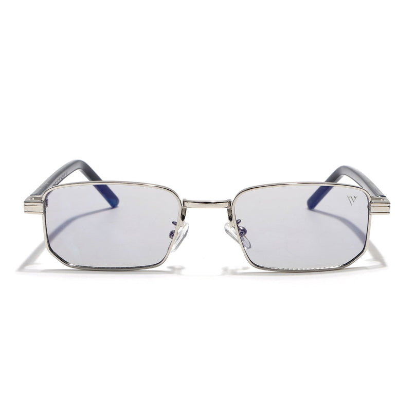 Rectangle Sunglasses for Men & Women (Light Black Lens | Silver Frame - MG7648)