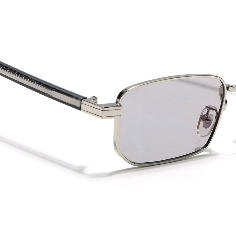 Rectangle Sunglasses for Men & Women (Light Black Lens | Silver Frame - MG7648)