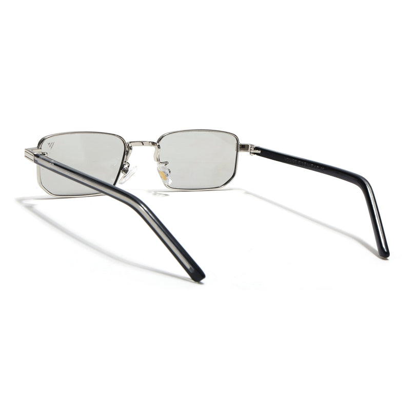 Rectangle Sunglasses for Men & Women (Light Black Lens | Silver Frame - MG7648)