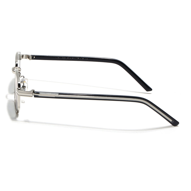 Rectangle Sunglasses for Men & Women (Light Black Lens | Silver Frame - MG7648)