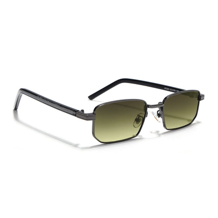 Rectangle Sunglasses for Men & Women (Olive & Clear Lens | Gunmetal Grey Frame - MG7649)