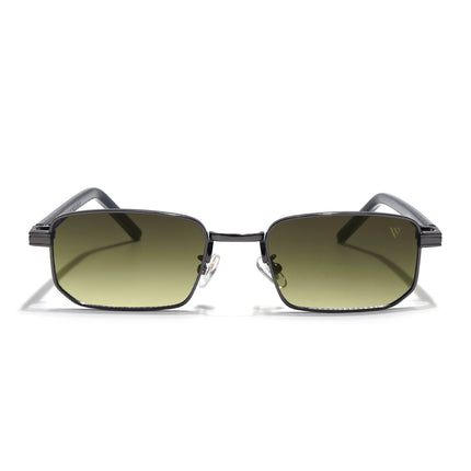 Rectangle Sunglasses for Men & Women (Olive & Clear Lens | Gunmetal Grey Frame - MG7649)