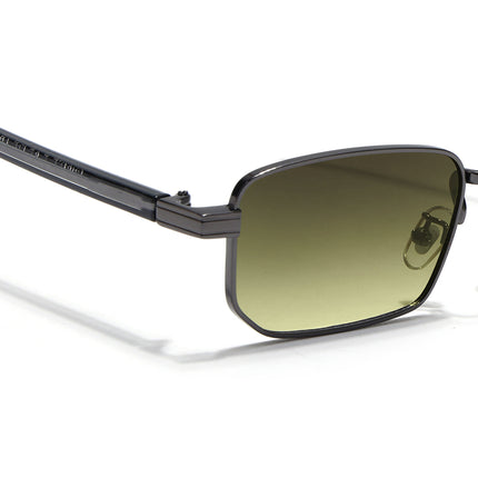 Rectangle Sunglasses for Men & Women (Olive & Clear Lens | Gunmetal Grey Frame - MG7649)