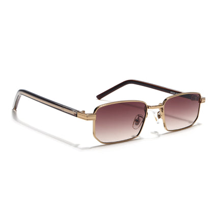 Rectangle Sunglasses for Men & Women (Brown & Clear Lens | Golden Frame - MG7651)