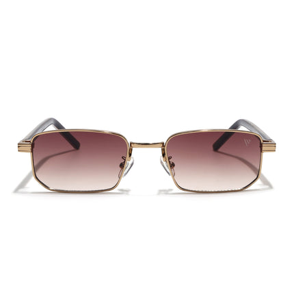 Rectangle Sunglasses for Men & Women (Brown & Clear Lens | Golden Frame - MG7651)