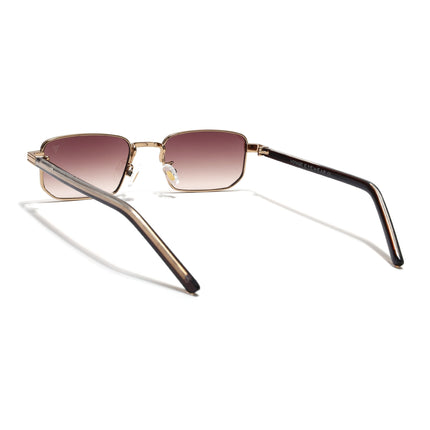 Rectangle Sunglasses for Men & Women (Brown & Clear Lens | Golden Frame - MG7651)