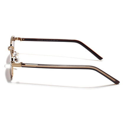 Rectangle Sunglasses for Men & Women (Brown & Clear Lens | Golden Frame - MG7651)
