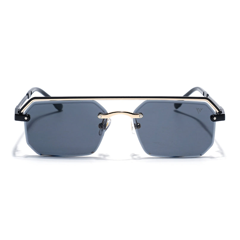 Grey Half Rim Sunglasses | Black Frame - MG7765