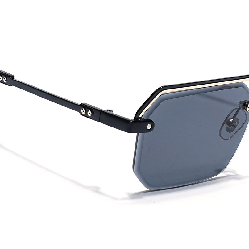 Grey Half Rim Sunglasses | Black Frame - MG7765