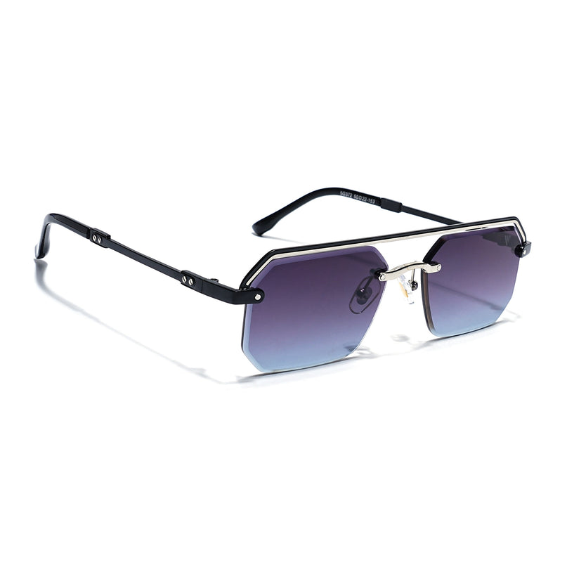 Purple & Clear Half Rim Sunglasses | Black Frame - MG7766