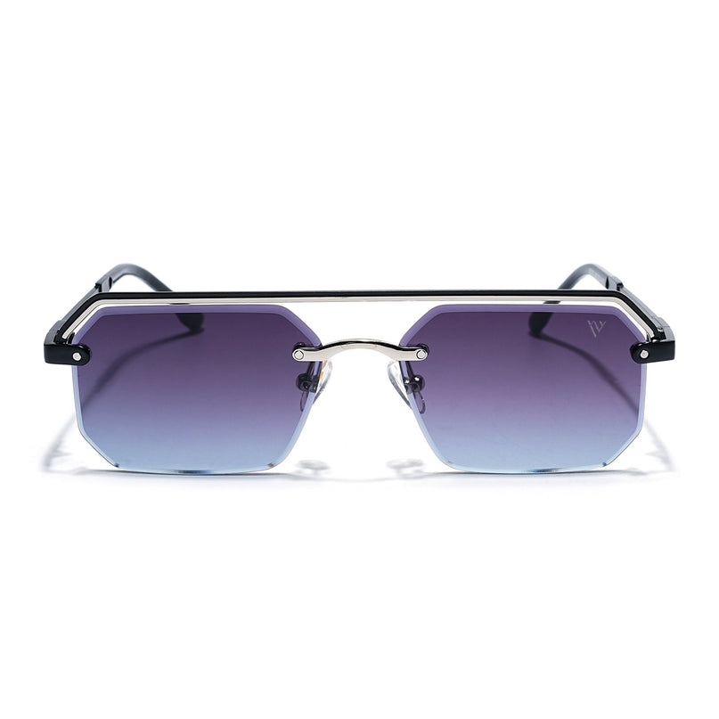 Purple & Clear Half Rim Sunglasses | Black Frame - MG7766