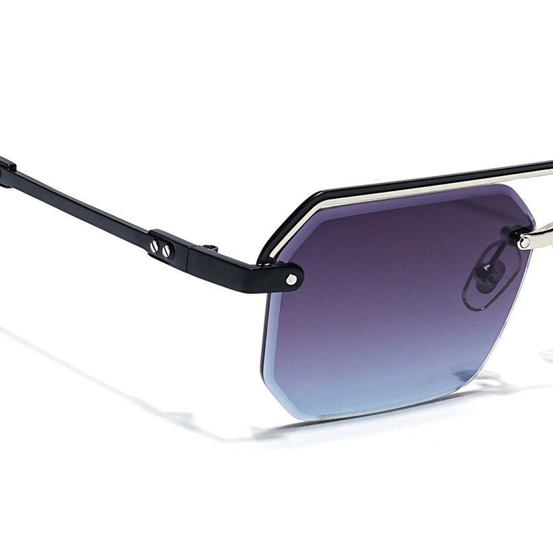 Purple & Clear Half Rim Sunglasses | Black Frame - MG7766