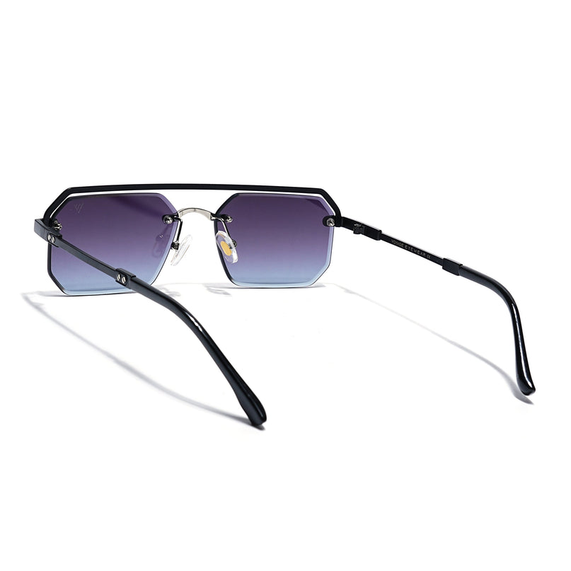 Purple & Clear Half Rim Sunglasses | Black Frame - MG7766