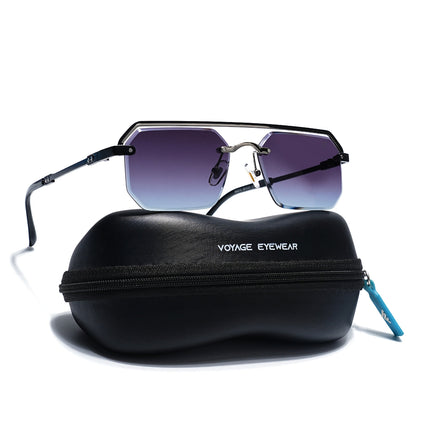 Purple & Clear Half Rim Sunglasses | Black Frame - MG7766