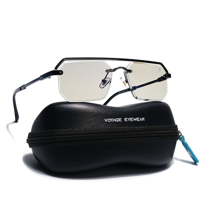 Light Black Half Rim Sunglasses | Black Frame - MG7767