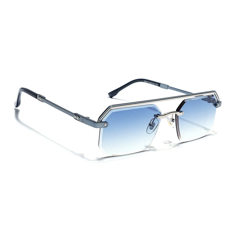 Blue & Clear Half Rim Sunglasses | Blue Frame - MG7768