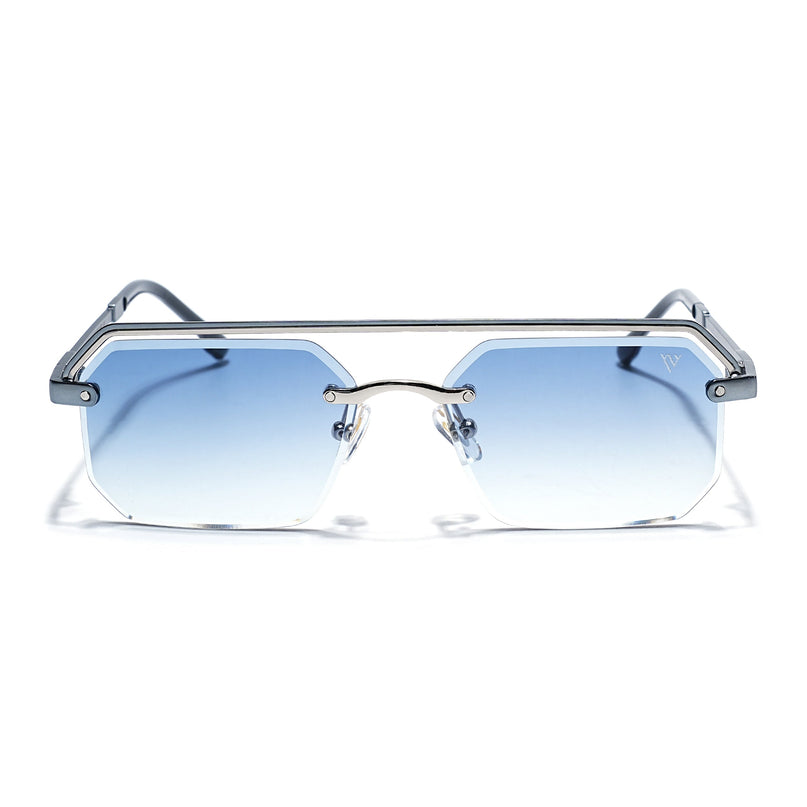 Blue & Clear Half Rim Sunglasses | Blue Frame - MG7768
