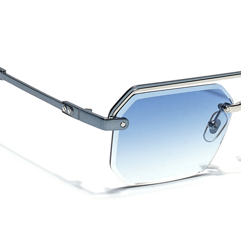 Blue & Clear Half Rim Sunglasses | Blue Frame - MG7768