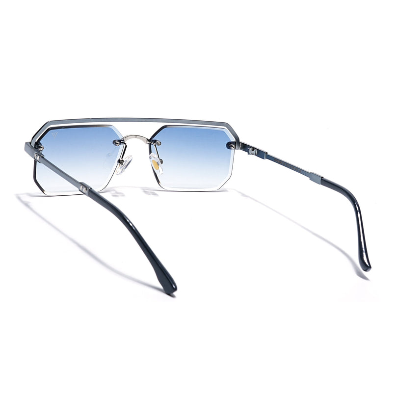 Blue & Clear Half Rim Sunglasses | Blue Frame - MG7768