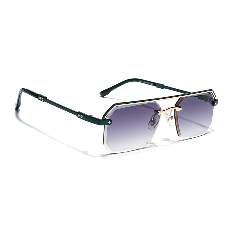 Olive & Clear Half Rim Sunglasses | Green Frame - MG7771