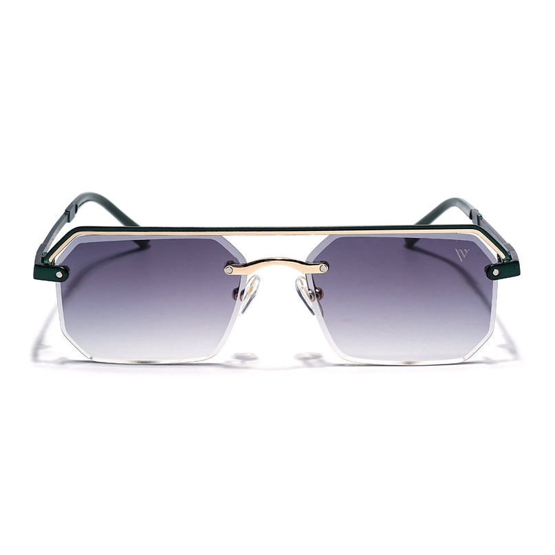 Olive & Clear Half Rim Sunglasses | Green Frame - MG7771