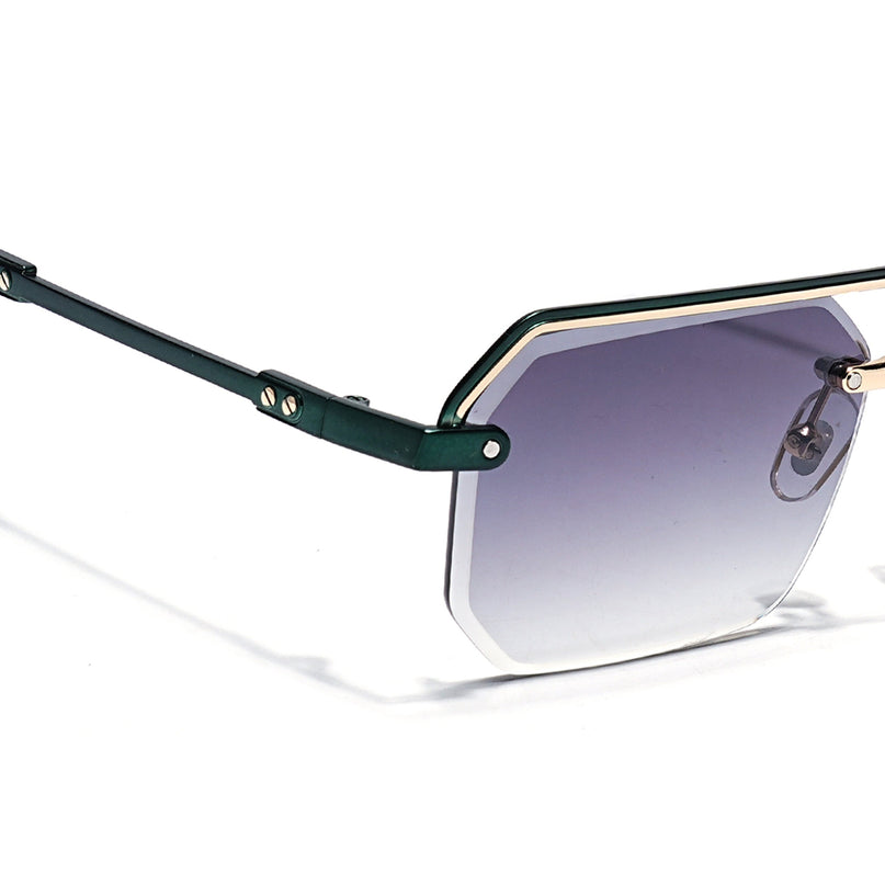 Olive & Clear Half Rim Sunglasses | Green Frame - MG7771