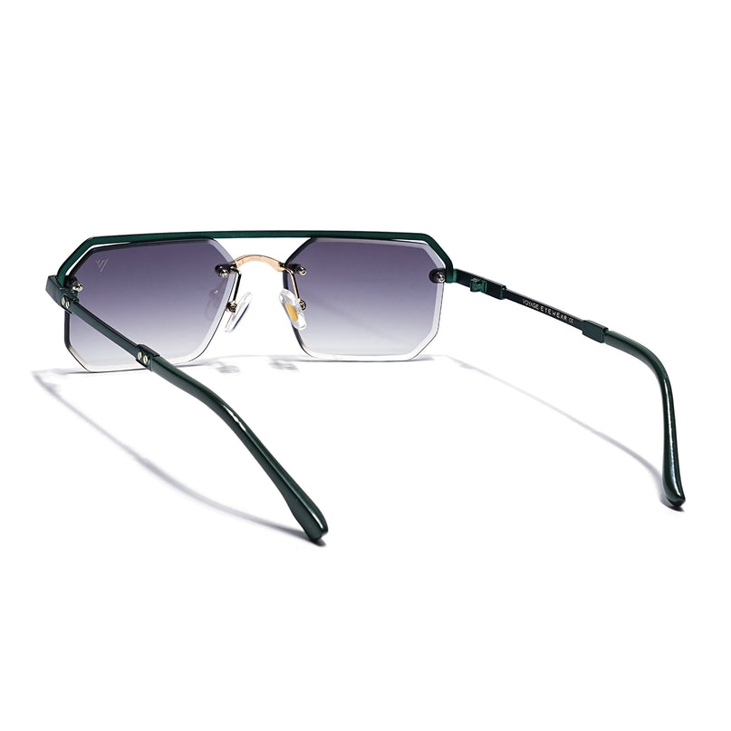 Olive & Clear Half Rim Sunglasses | Green Frame - MG7771
