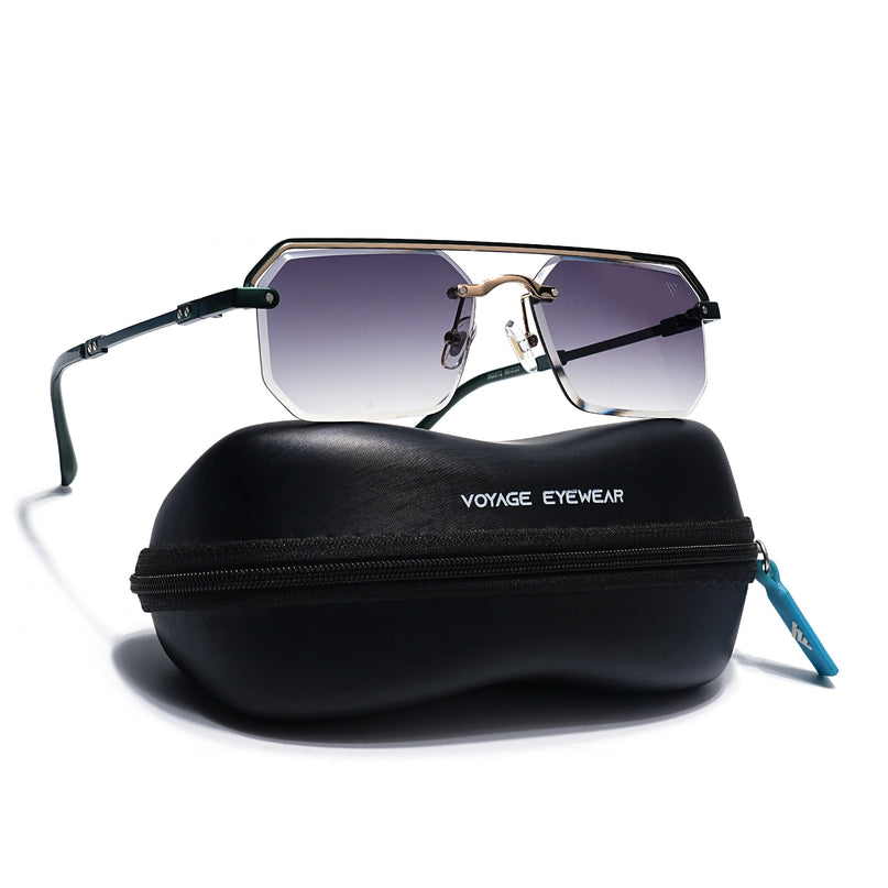 Olive & Clear Half Rim Sunglasses | Green Frame - MG7771