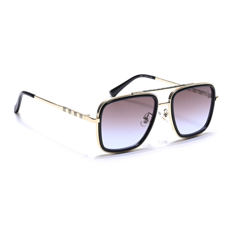 Alpha | Golden & Black Wayfarer Sunglasses | Brown & Clear Lens - MG6737