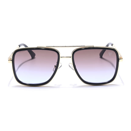 Alpha | Golden & Black Wayfarer Sunglasses | Brown & Clear Lens - MG6737