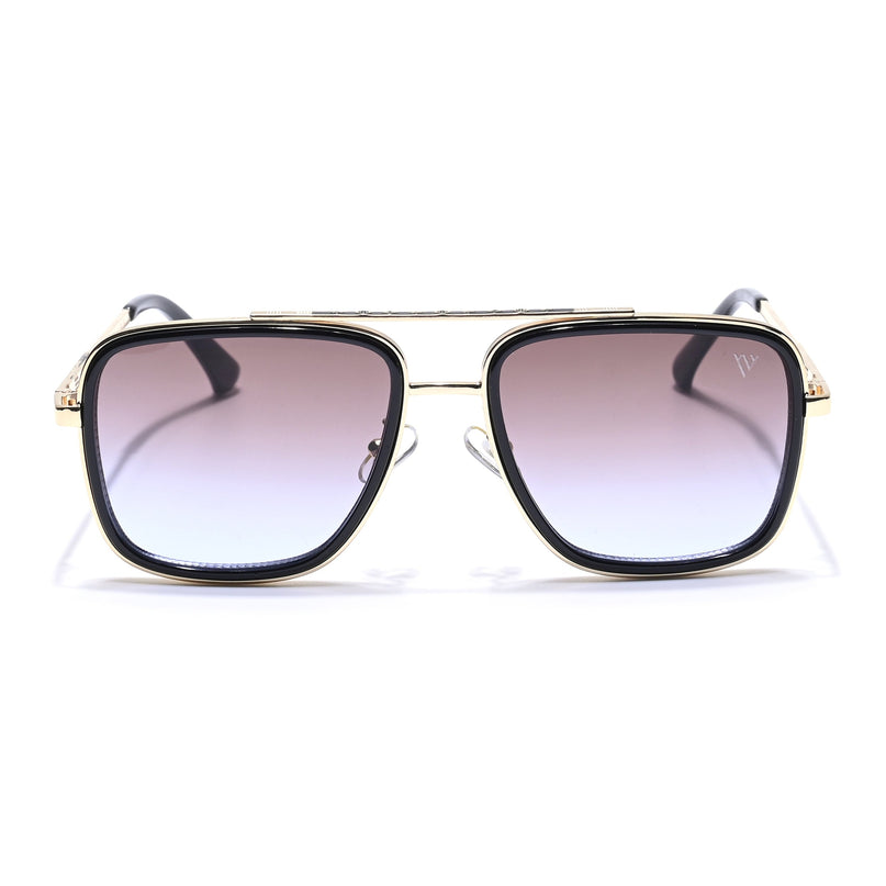 Alpha | Golden & Black Wayfarer Sunglasses | Brown & Clear Lens - MG6737