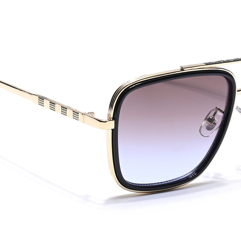 Alpha | Golden & Black Wayfarer Sunglasses | Brown & Clear Lens - MG6737