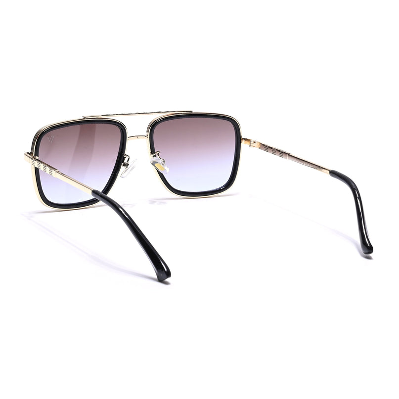 Alpha | Golden & Black Wayfarer Sunglasses | Brown & Clear Lens - MG6737