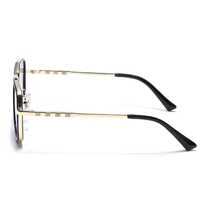 Alpha | Golden & Black Wayfarer Sunglasses | Brown & Clear Lens - MG6737