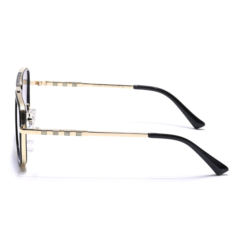 Alpha | Golden & Black Wayfarer Sunglasses | Brown & Clear Lens - MG6737