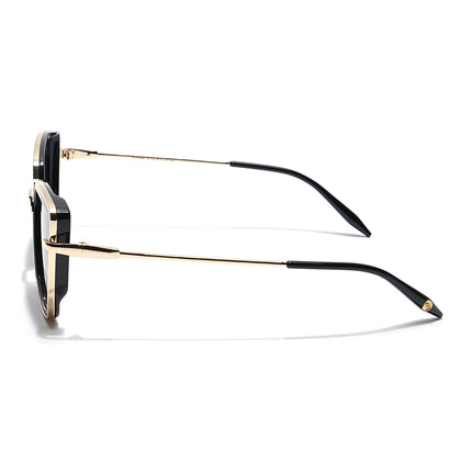 Cateye Sunglasses (Grey & Clear Lens | Golden & Black Frame - MG6015)