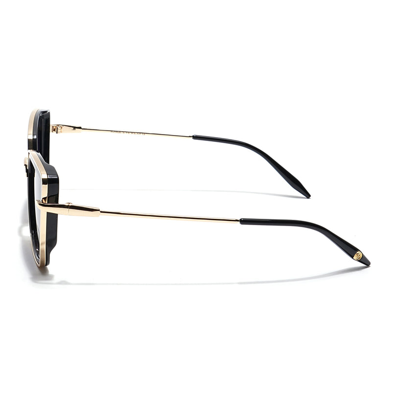 Cateye Sunglasses (Grey & Clear Lens | Golden & Black Frame - MG6015)
