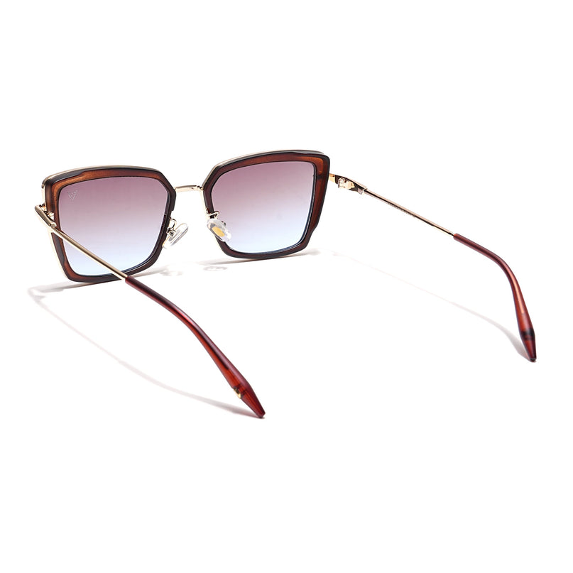 Cateye Sunglasses (Brown & Clear Lens | Golden & Brown Frame - MG6016)