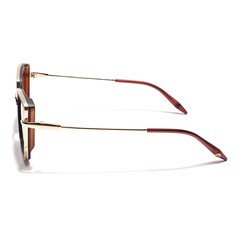 Cateye Sunglasses (Brown & Clear Lens | Golden & Brown Frame - MG6016)