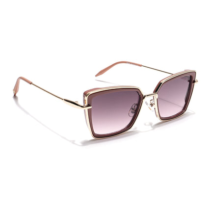 Cateye Sunglasses (Brown & Pink Lens | Golden & Nude Frame - MG6018)