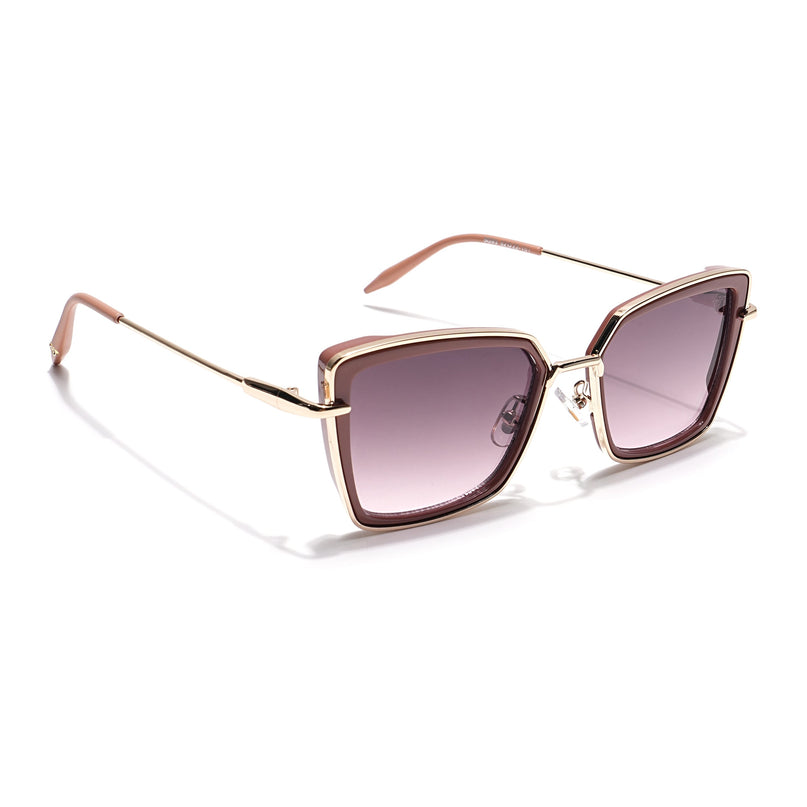 Cateye Sunglasses (Brown & Pink Lens | Golden & Nude Frame - MG6018)