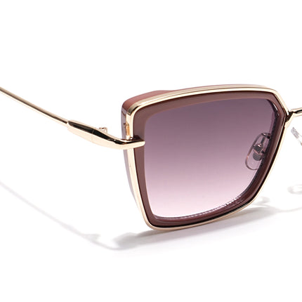 Cateye Sunglasses (Brown & Pink Lens | Golden & Nude Frame - MG6018)